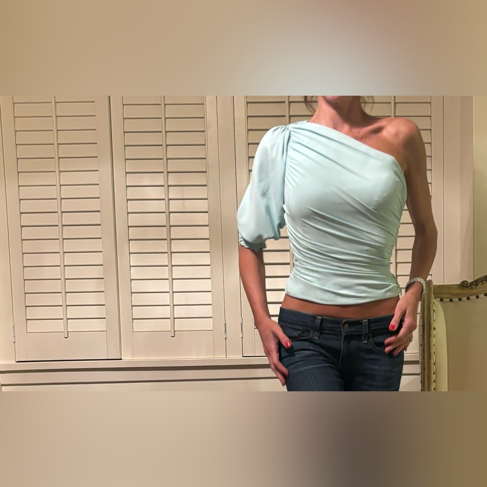 Amanda Uprichard light blue draped top
